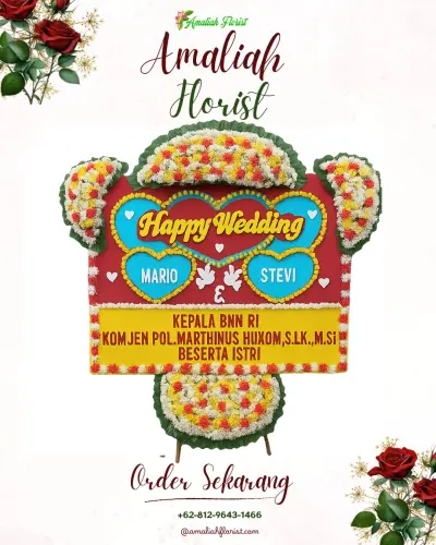 Karangan Papan Bunga Pernikahan di Yapas